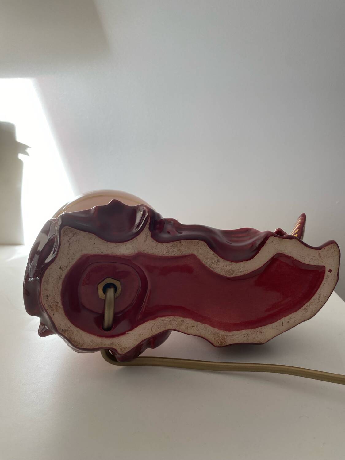 Ceramic and opaline fish lamp