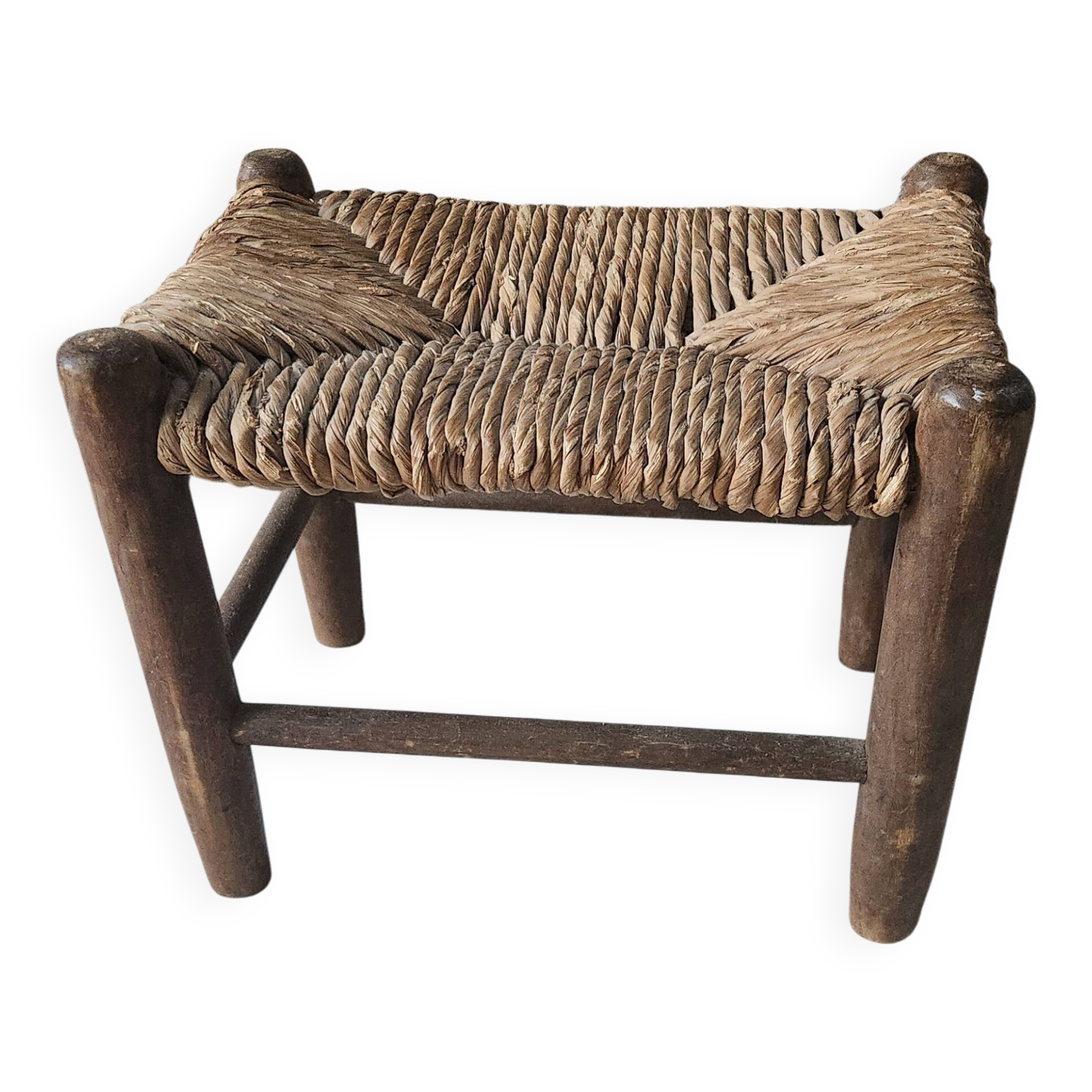 Wood and straw footrest