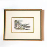 Print with old frame green and gilded