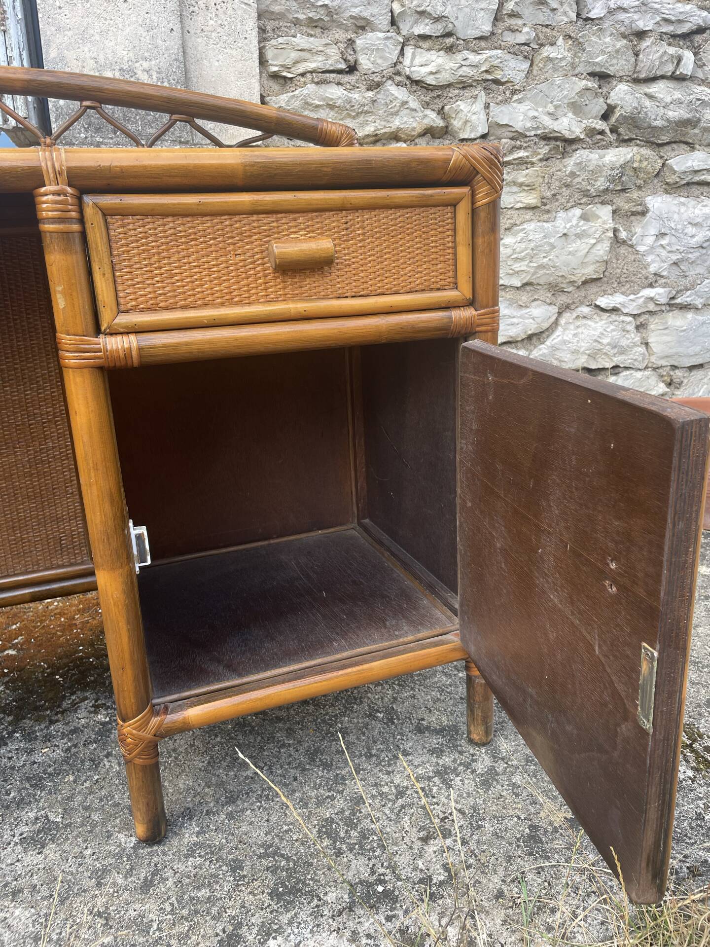Vintage bamboo and rattan desk – 1960s-70s