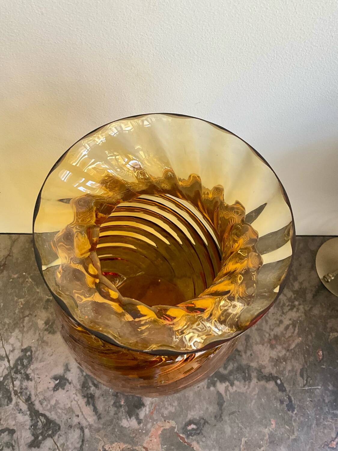 Amber blown glass vase