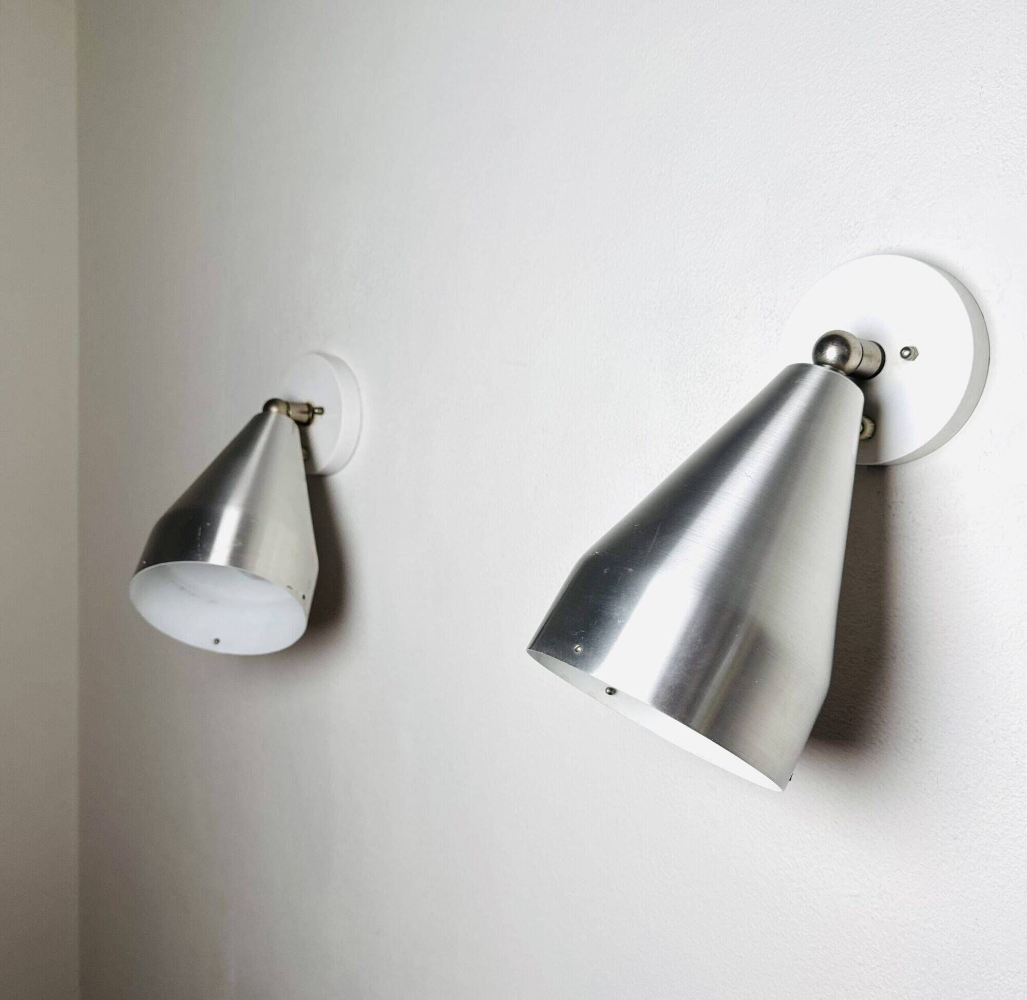 Pair Of R155 Adjustable Wall Lamps In Metallic By Raak Amsterdam, The Netherlands 1960S