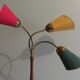 Lampadaire 1950 avec 3 abat-jours colorés