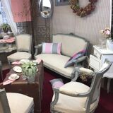 Louis XVI style wooden living room, nineteenth century, consisting of 5 elements completely renovated