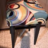 Wooden stool, upholstery restoration, 20th century, occasional furniture
