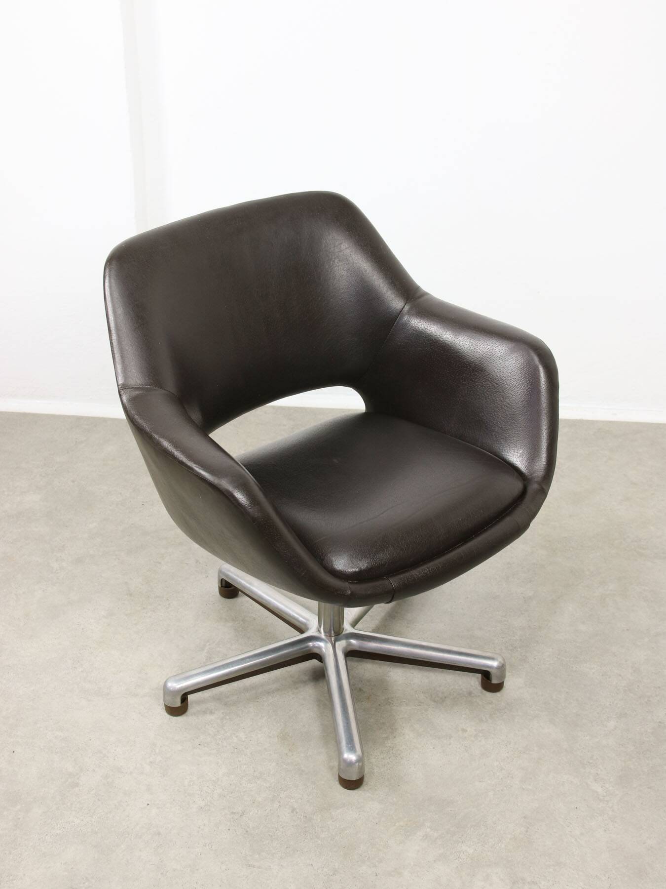 Italian Vintage Chocolate Brown Leather Office Chair
