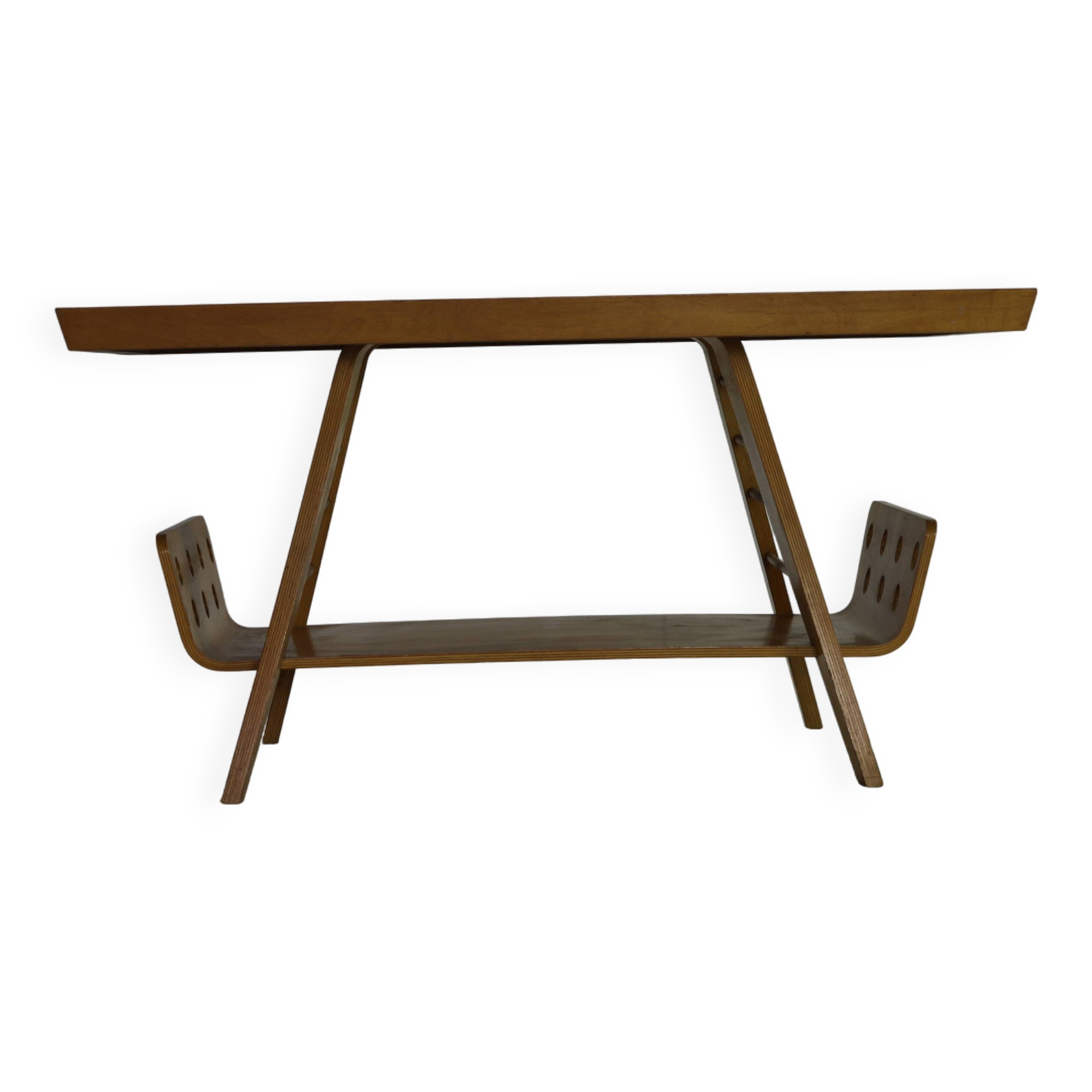 Dutch design birchwood coffee table by Wilhelm Lutjens for Den Boer Gouda