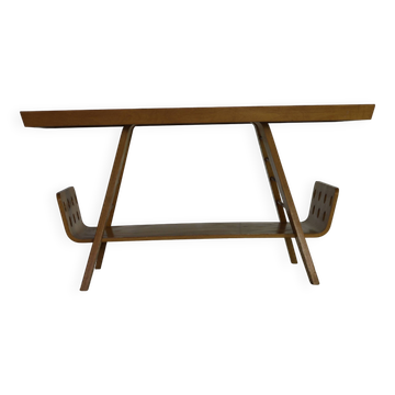Table basse en bouleau de conception hollandaise par Wilhelm Lutjens pour Den Boer Gouda