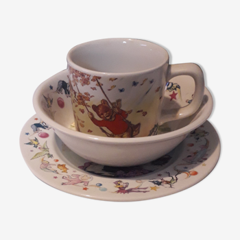 Children's breakfast set: a mug, a corn flakes bowl and a "Rupert Bear" plate from Wedgwood
