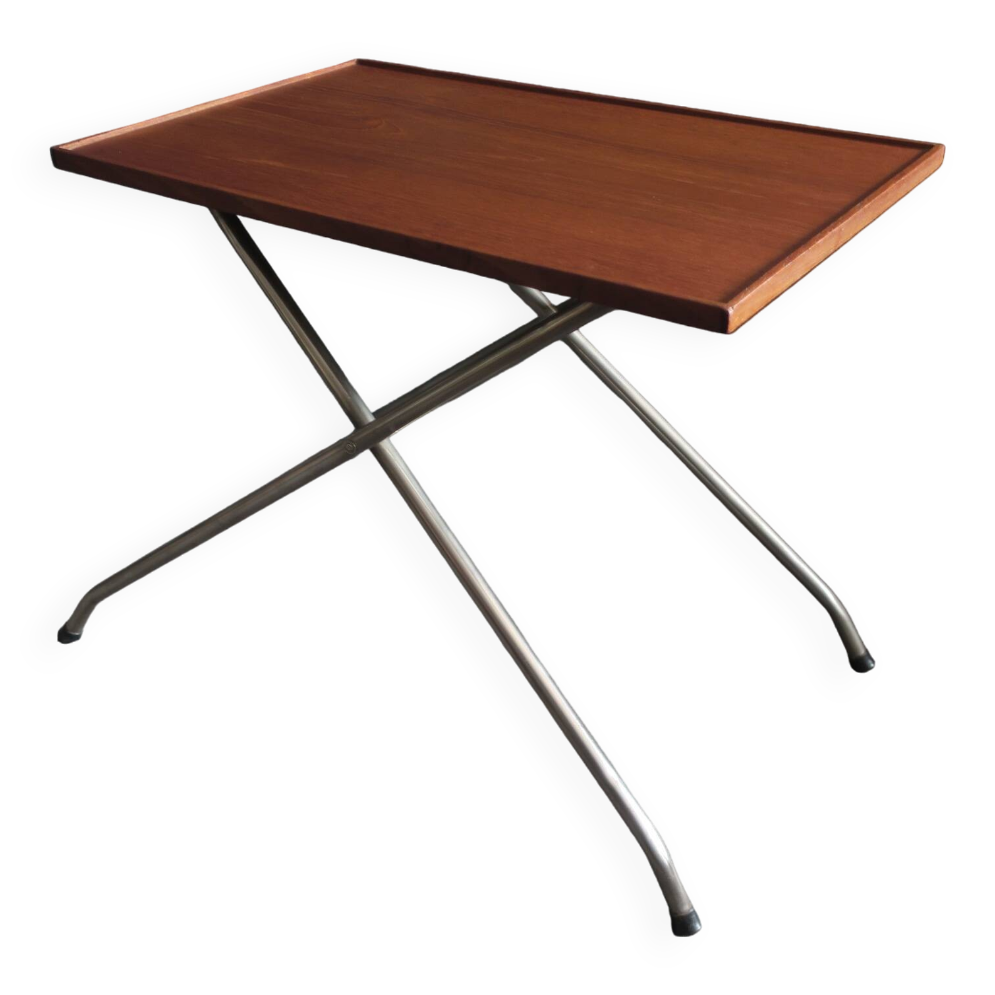 Danish teak and aluminium adjustable wine or side table, 1960s