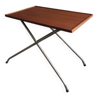 Danish teak and aluminium adjustable wine or side table, 1960s