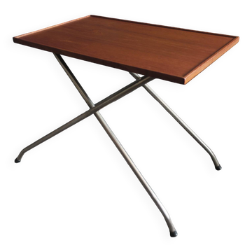 Danish teak and aluminium adjustable wine or side table, 1960s