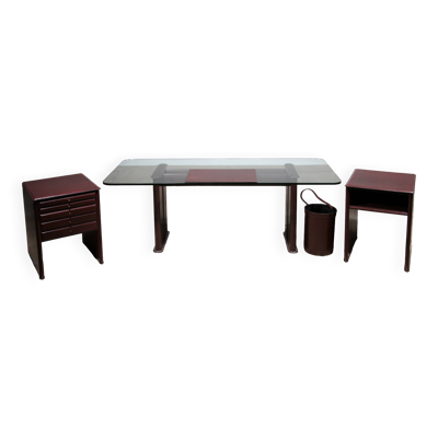 Bureau design italien de Tito Agnoli pour Matteo Grassi ou un ensemble de bureau