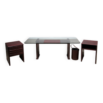 Bureau design italien de Tito Agnoli pour Matteo Grassi ou un ensemble de bureau
