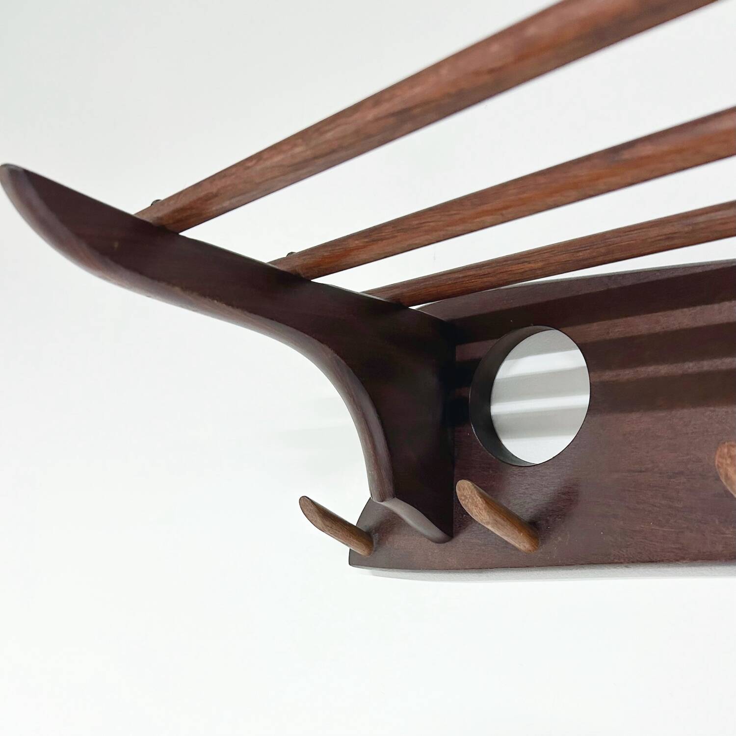 Vintage Wall Coat Rack of Solid Teak , 1960s | Two-tone Wood