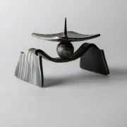 Vintage brutalist iron candlestick from the 1970s.
