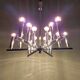 Space Age chandelier in chromed metal, 18 light points, 1970