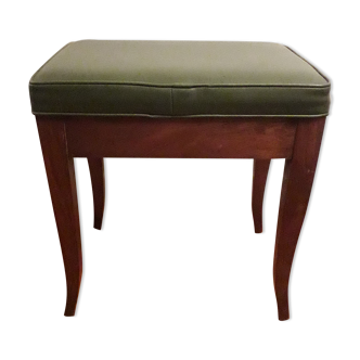 Vintage stool, wood and skaï