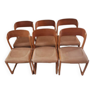 Set of six Baumann "sleigh" chairs