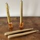 Set of 2 glass candle holders with candles