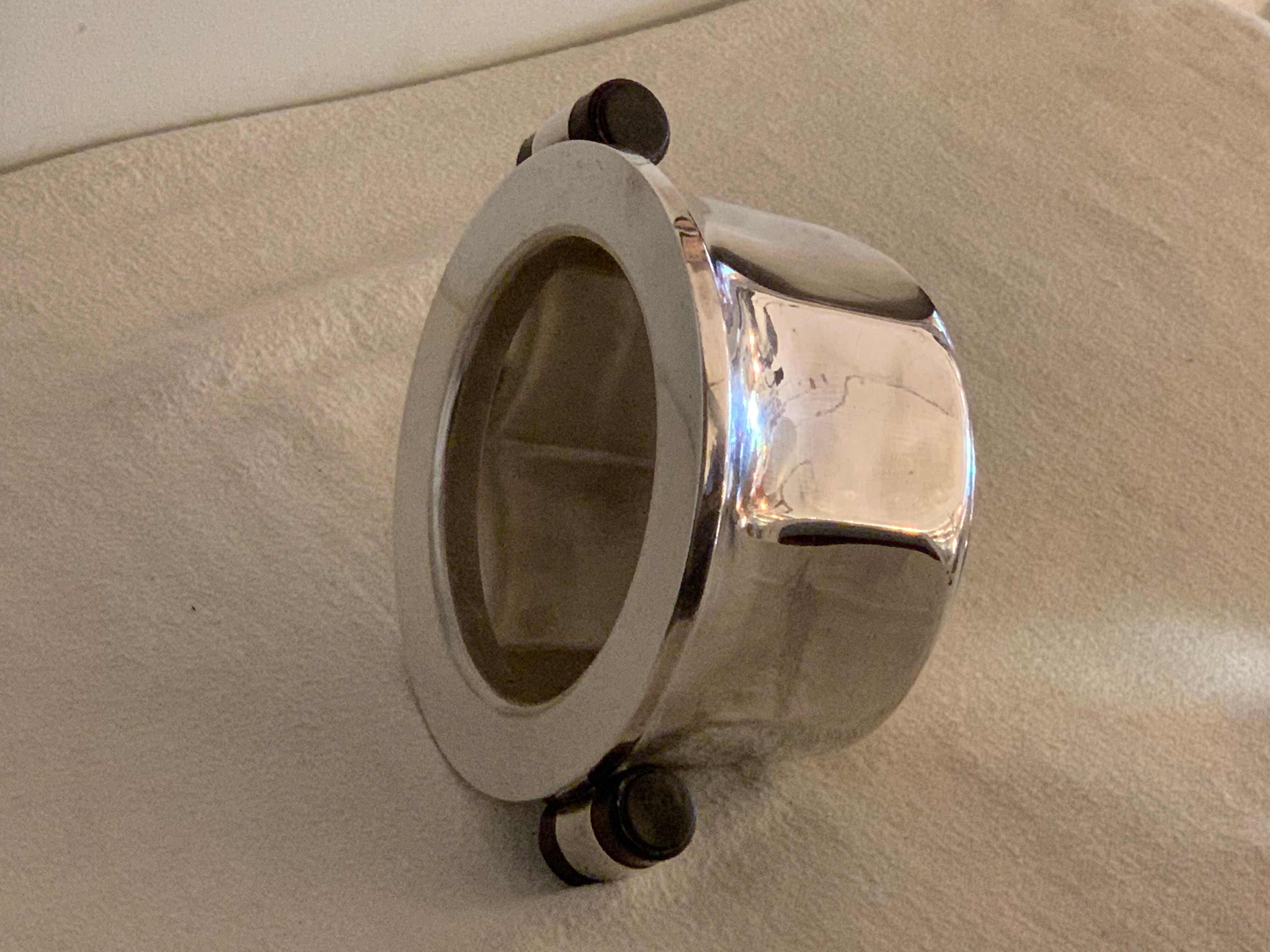 Luc Lanel silver metal and rosewood sugar for Christofle art deco