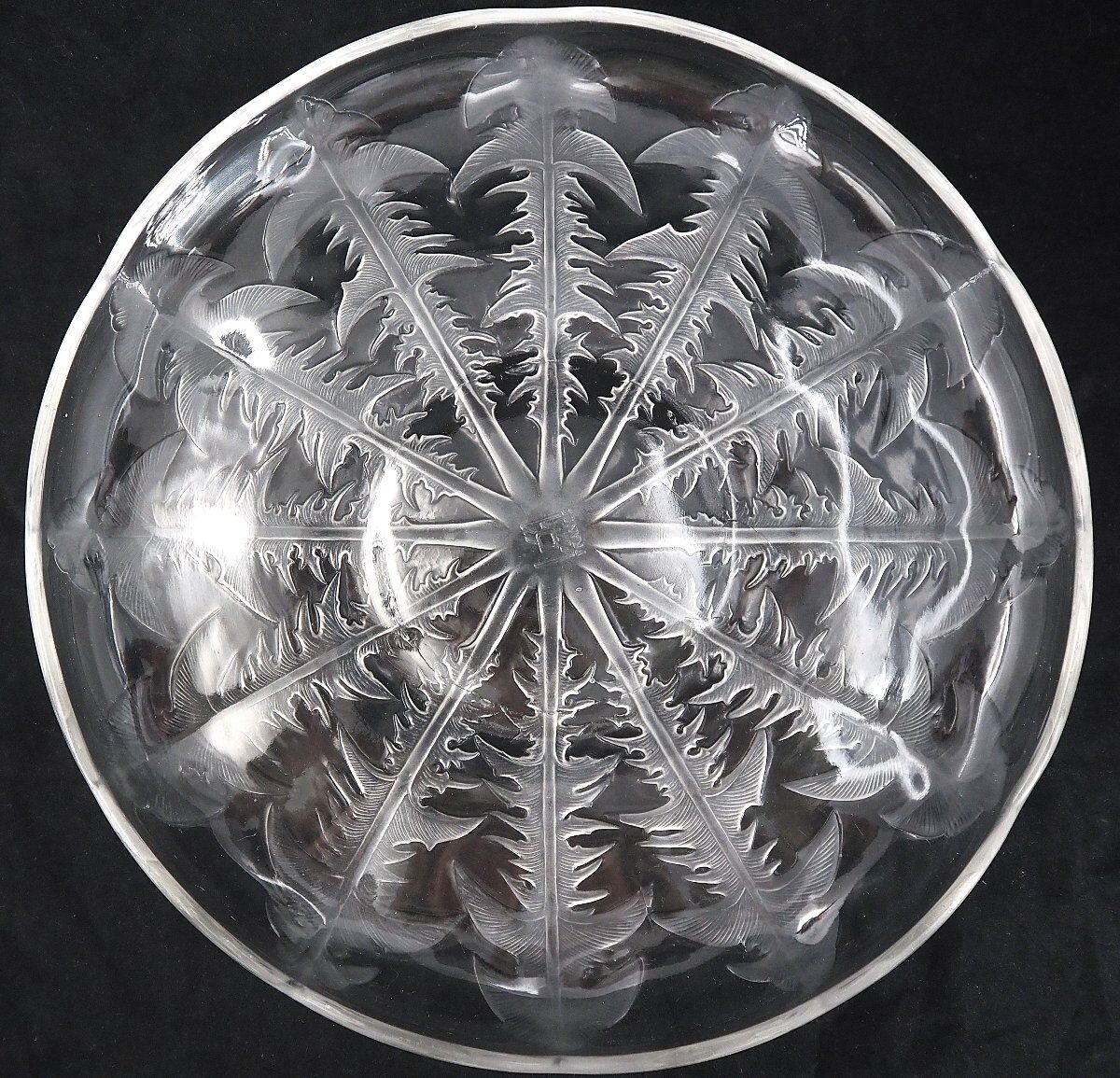Dandelion cup signed Lalique VDA, glassware from Alsace
