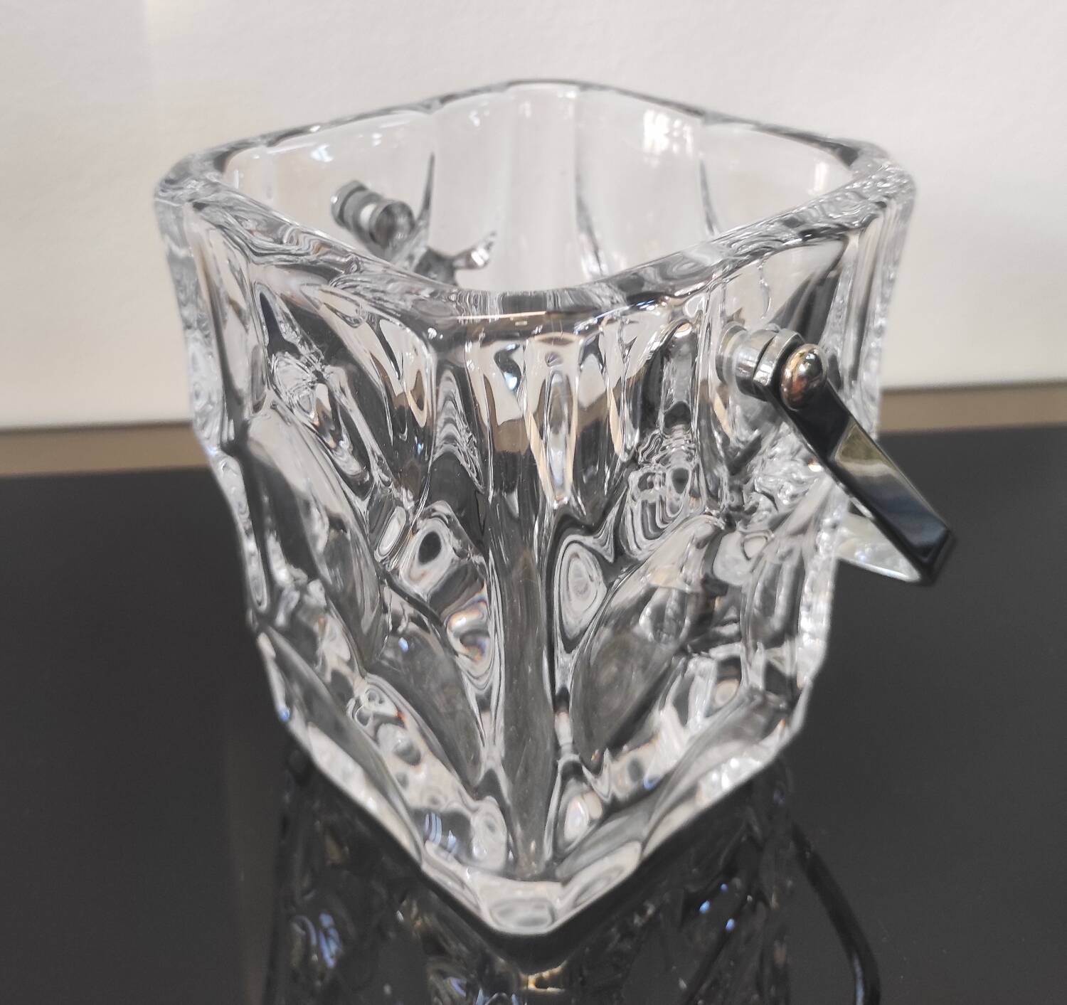 Vintage textured glass ice bucket - Brutalist style