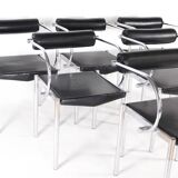 Set of 6 chrome and leather chairs