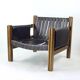 Lot de 2 chaises longues en cuir marron et noyer par Ton, Tchécoslovaquie