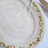 Oval plate, hand-painted meat platter in orange and green.