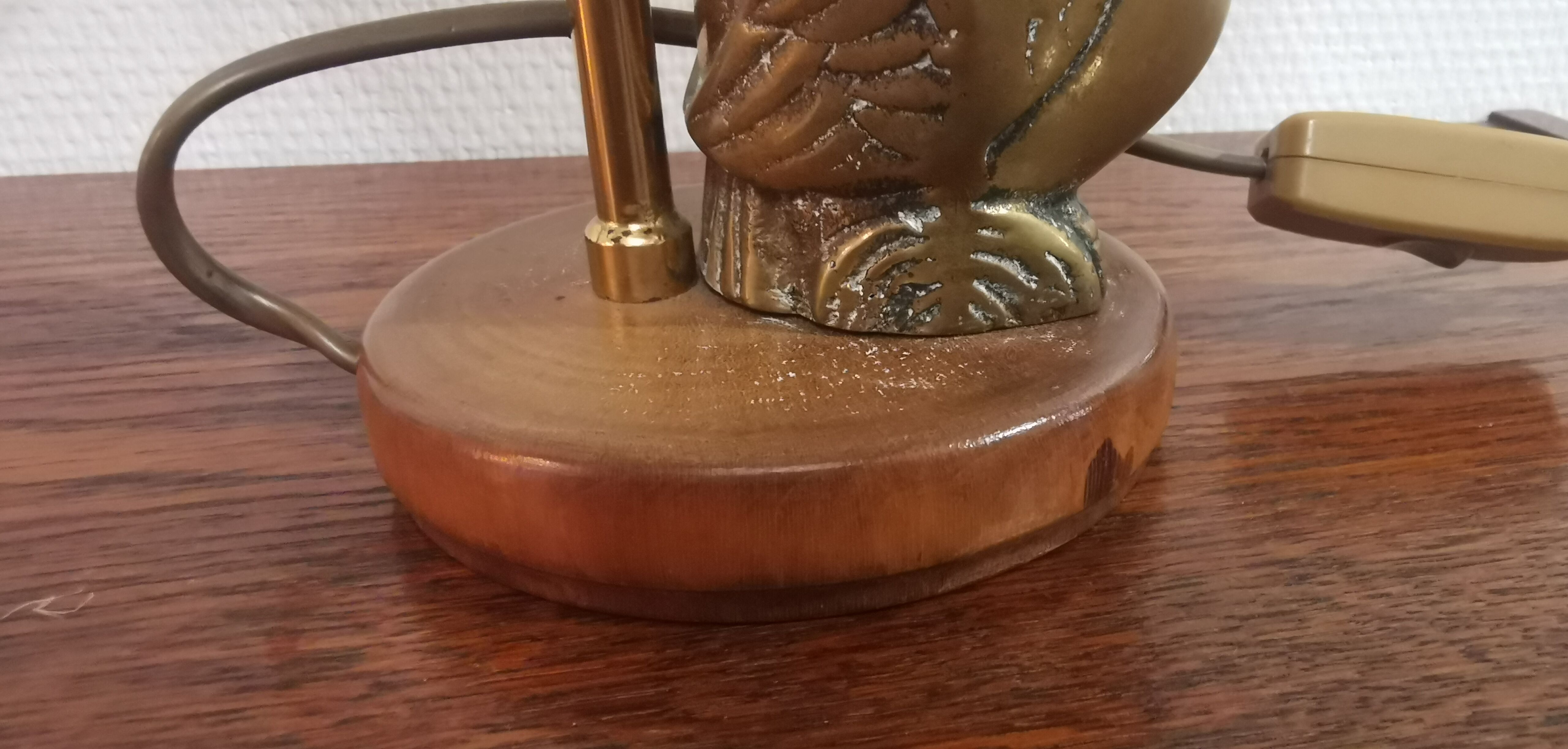 Owl lamp in brass of the 70s