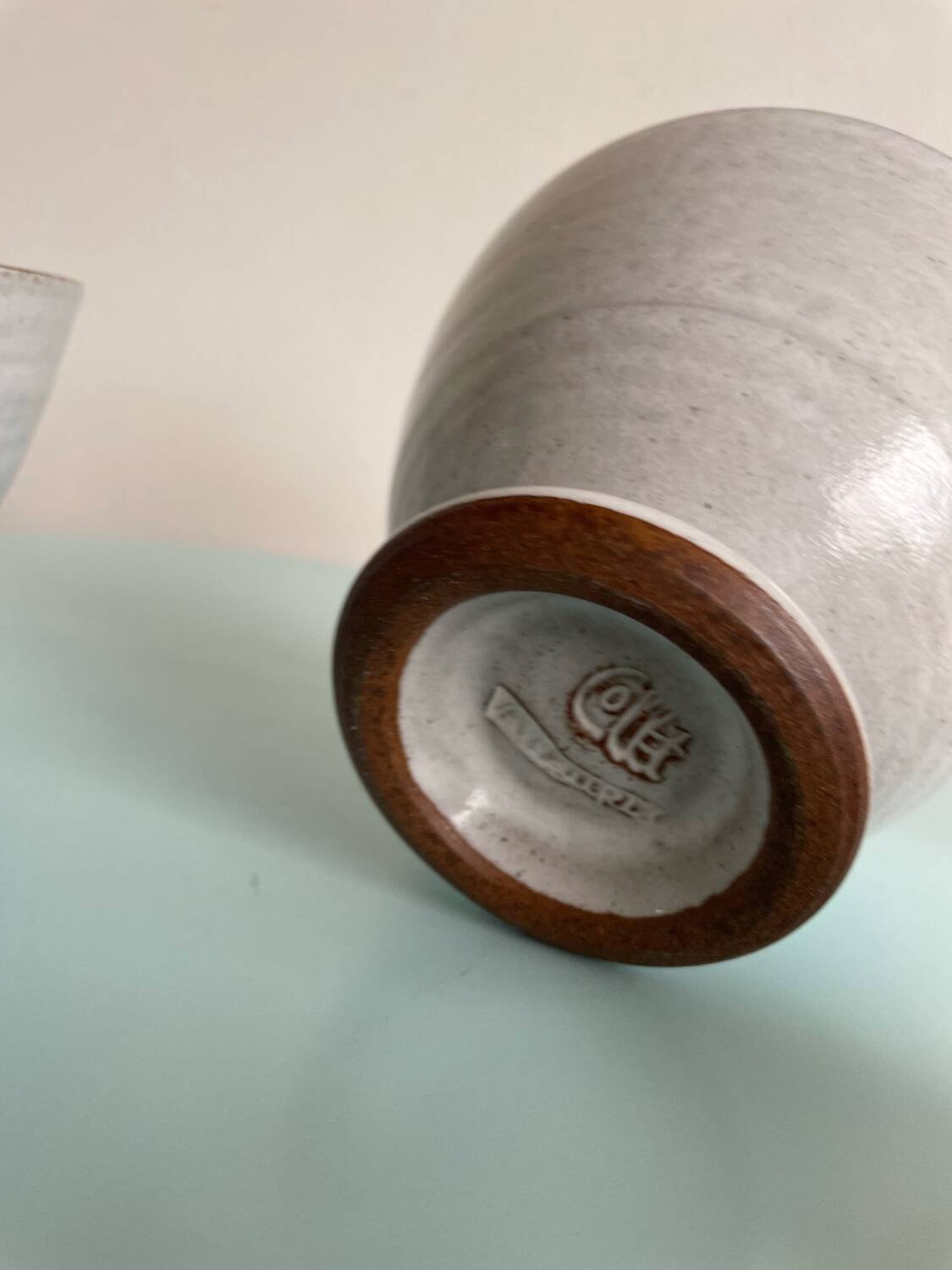 Pair of Vintage Stoneware Bowls signed ROGER COLLET ceramic France