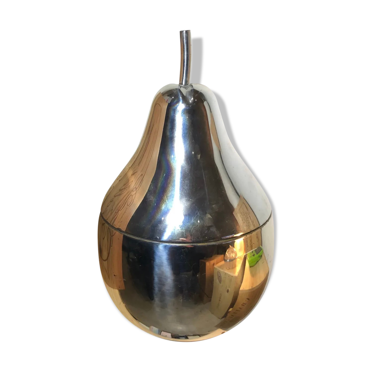 70s silver metal pear-shaped ice bucket