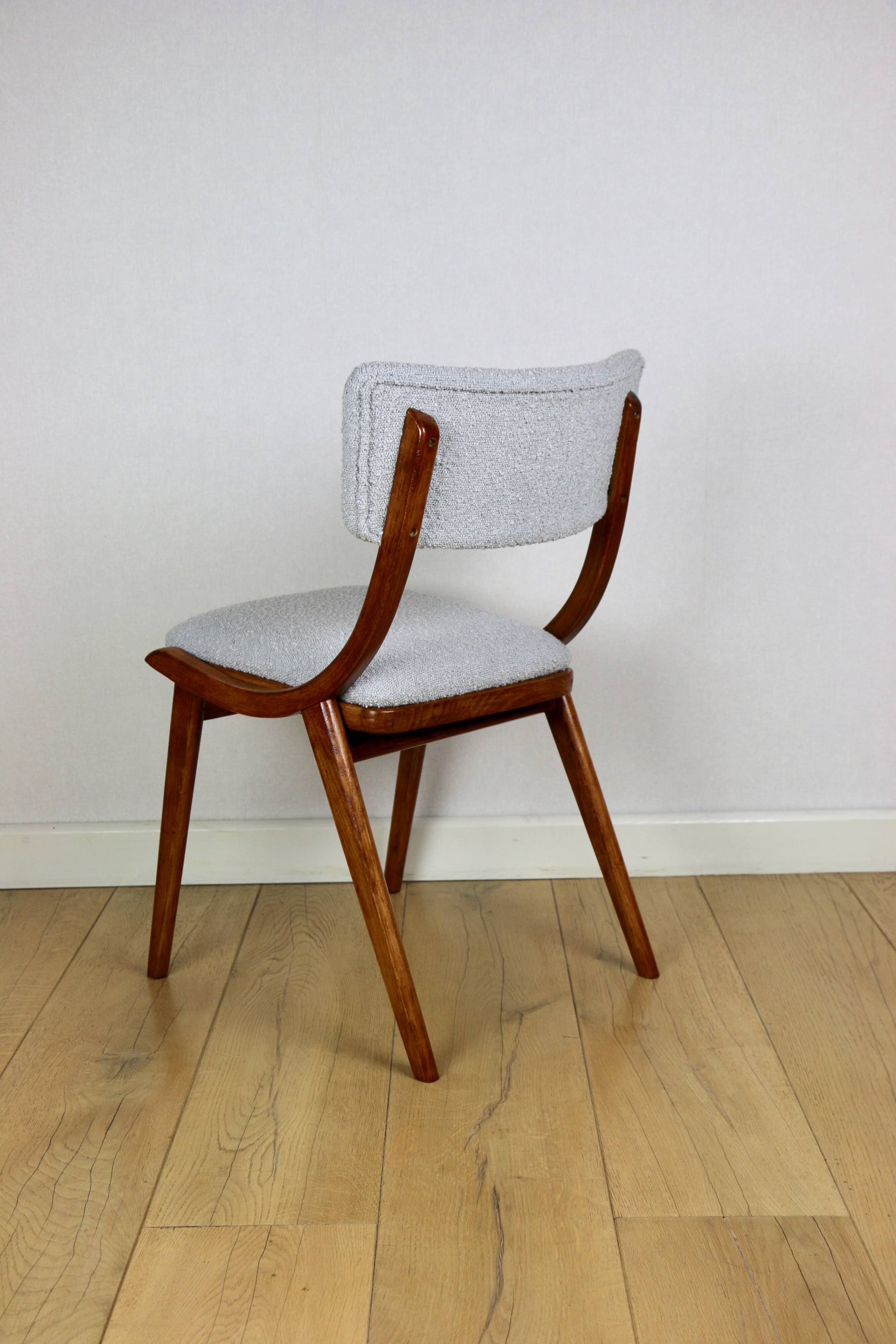 Skoczek chair light blue light grey boucle from the 70s