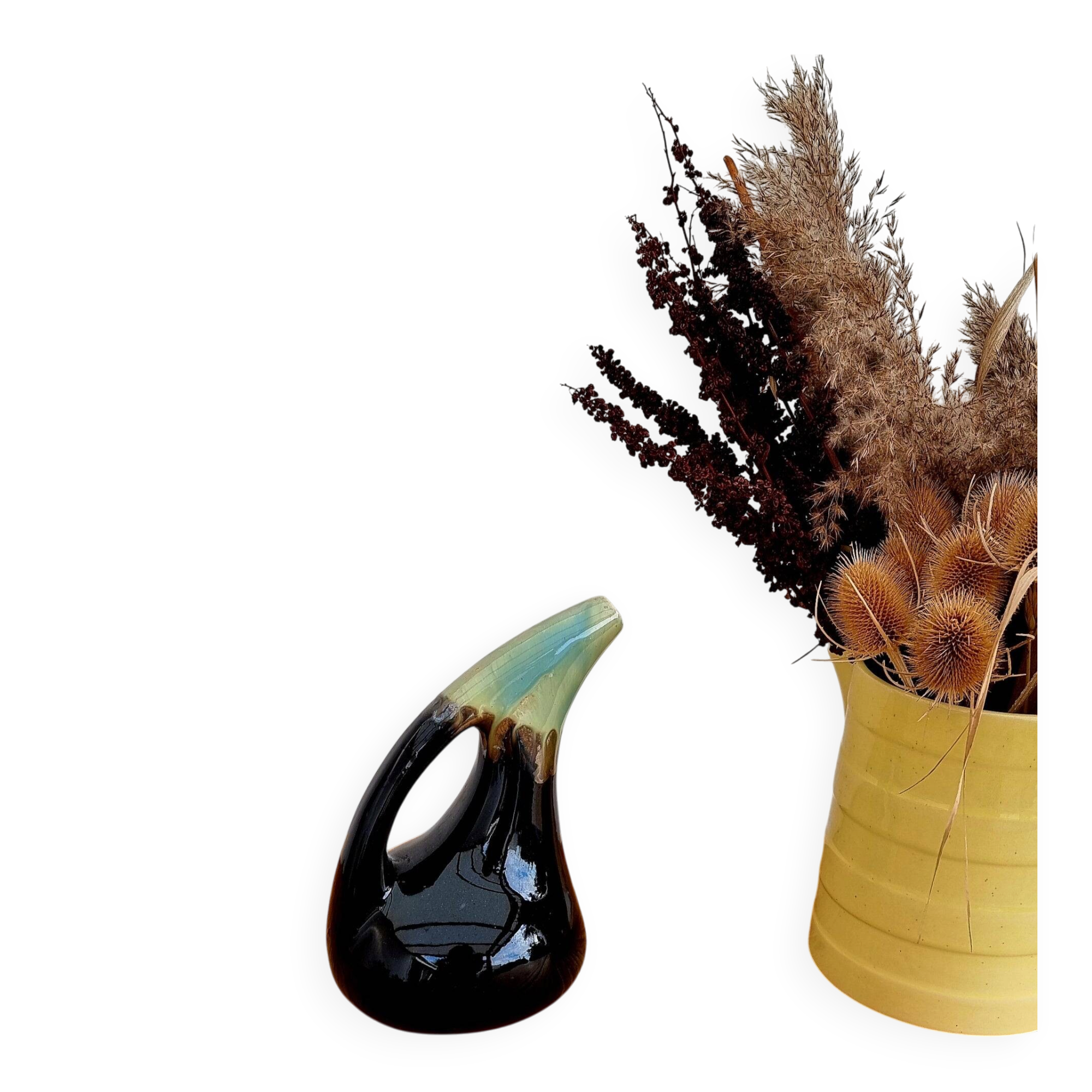 Vintage blue and black ceramic jug