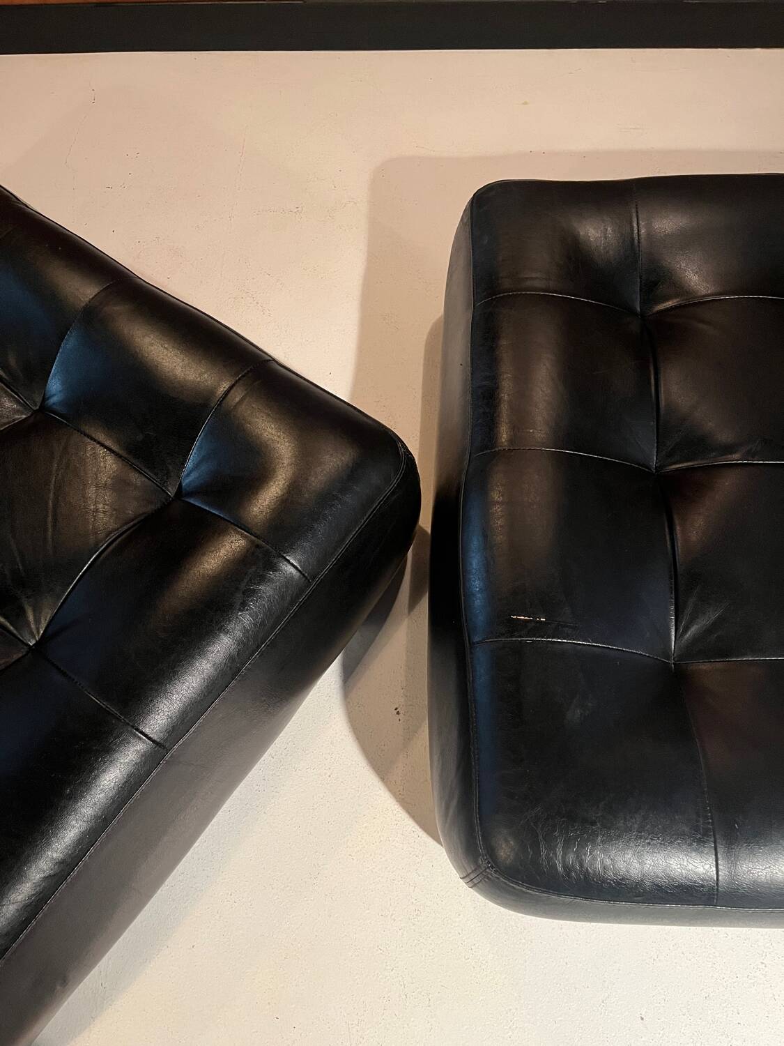 Leather poufs from Roche Bobois around 2000.