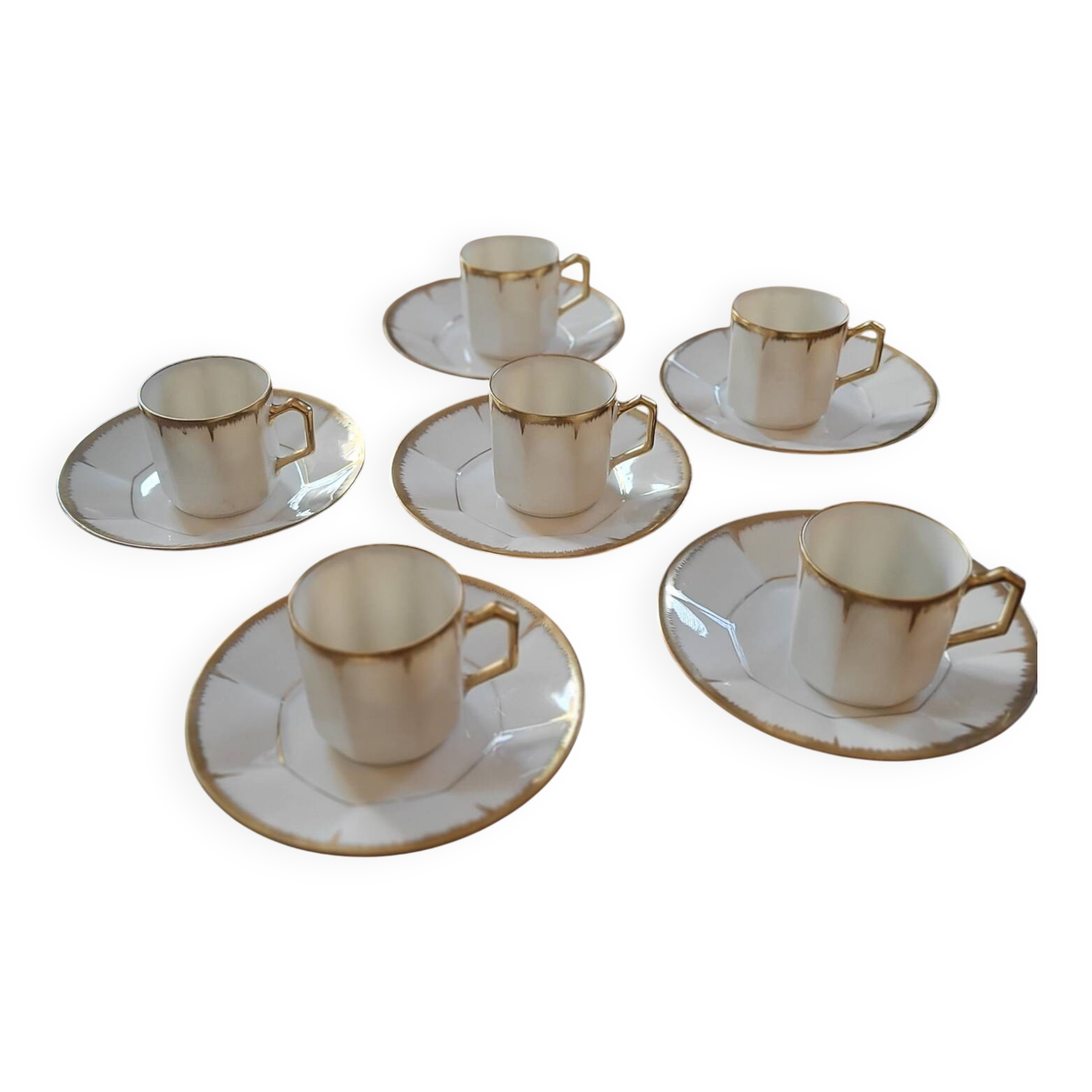 Limoges gilt porcelain coffee set — 6 cups