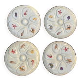Assiettes à Huîtres Vintage crème Salins France Crustacés Décor Marin