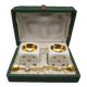 Pair of vintage porcelain salerons, shape dice to play - in case