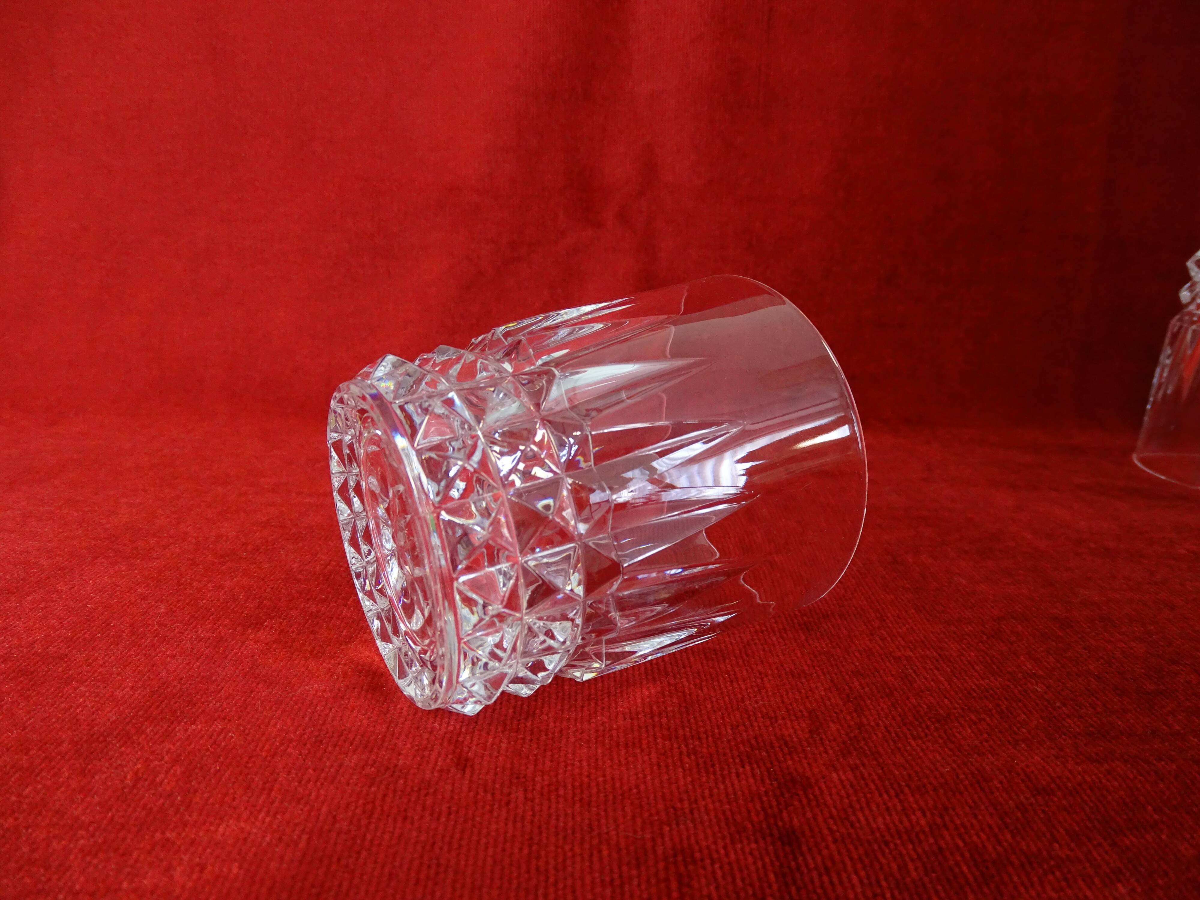 3 glasses of Arques Villandry crystal whisky signed