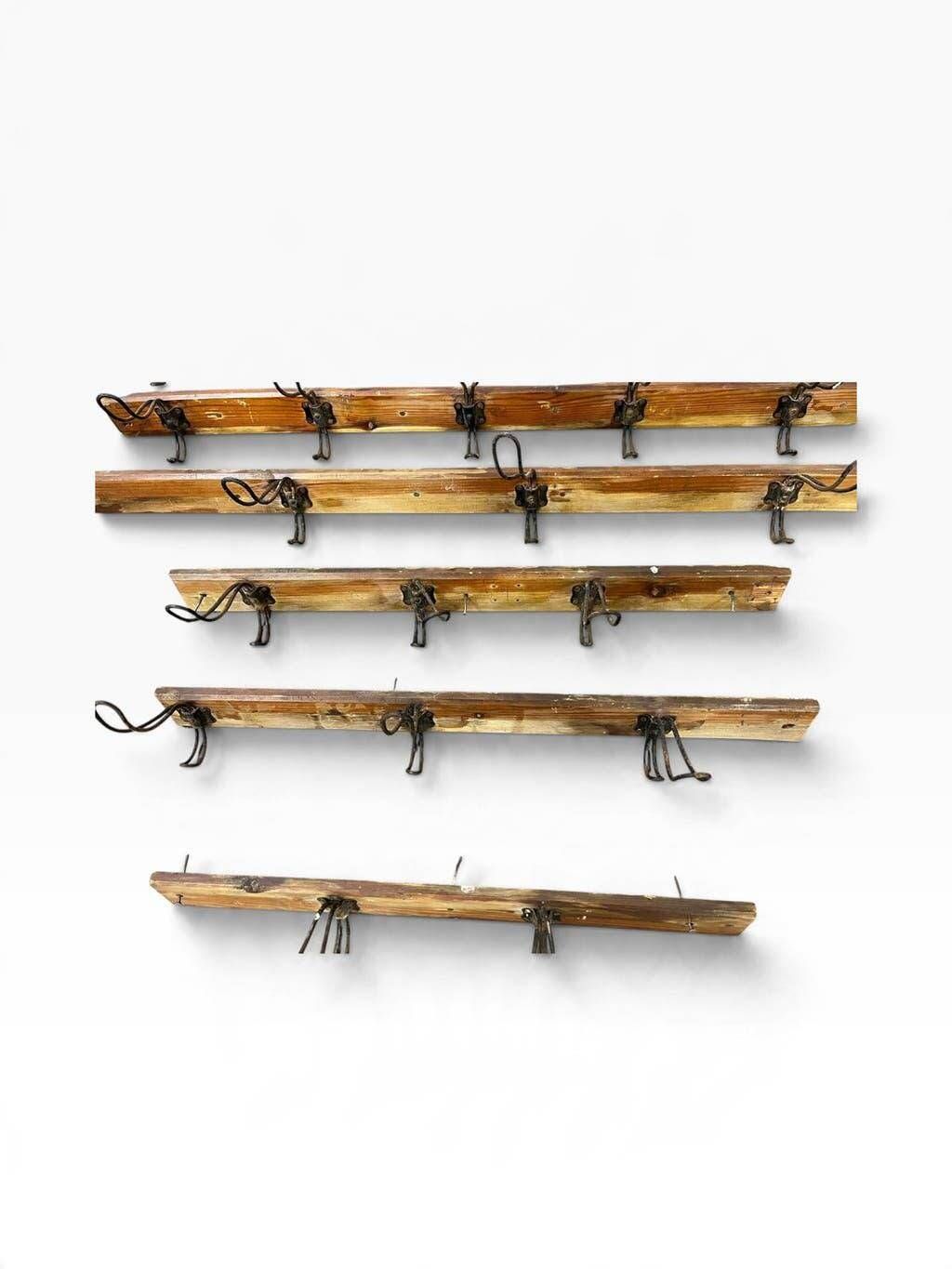 Vintage industrial wooden wall coat rack / wall coat rack
