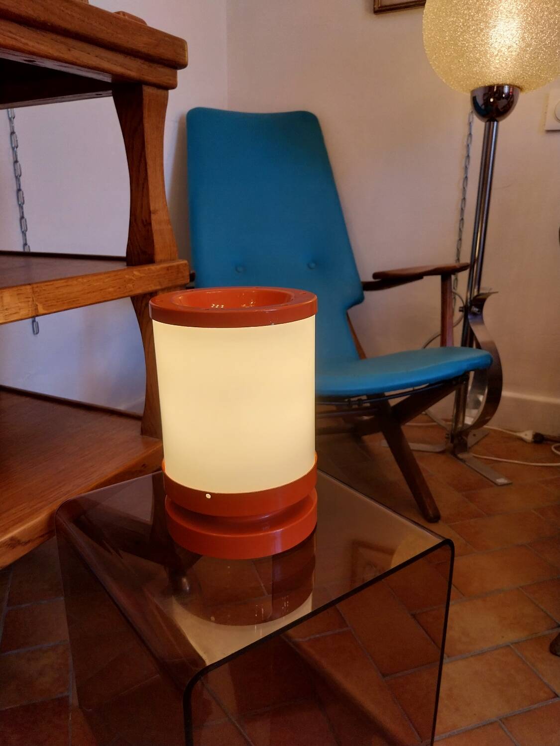 Paire de lampe orange années 70