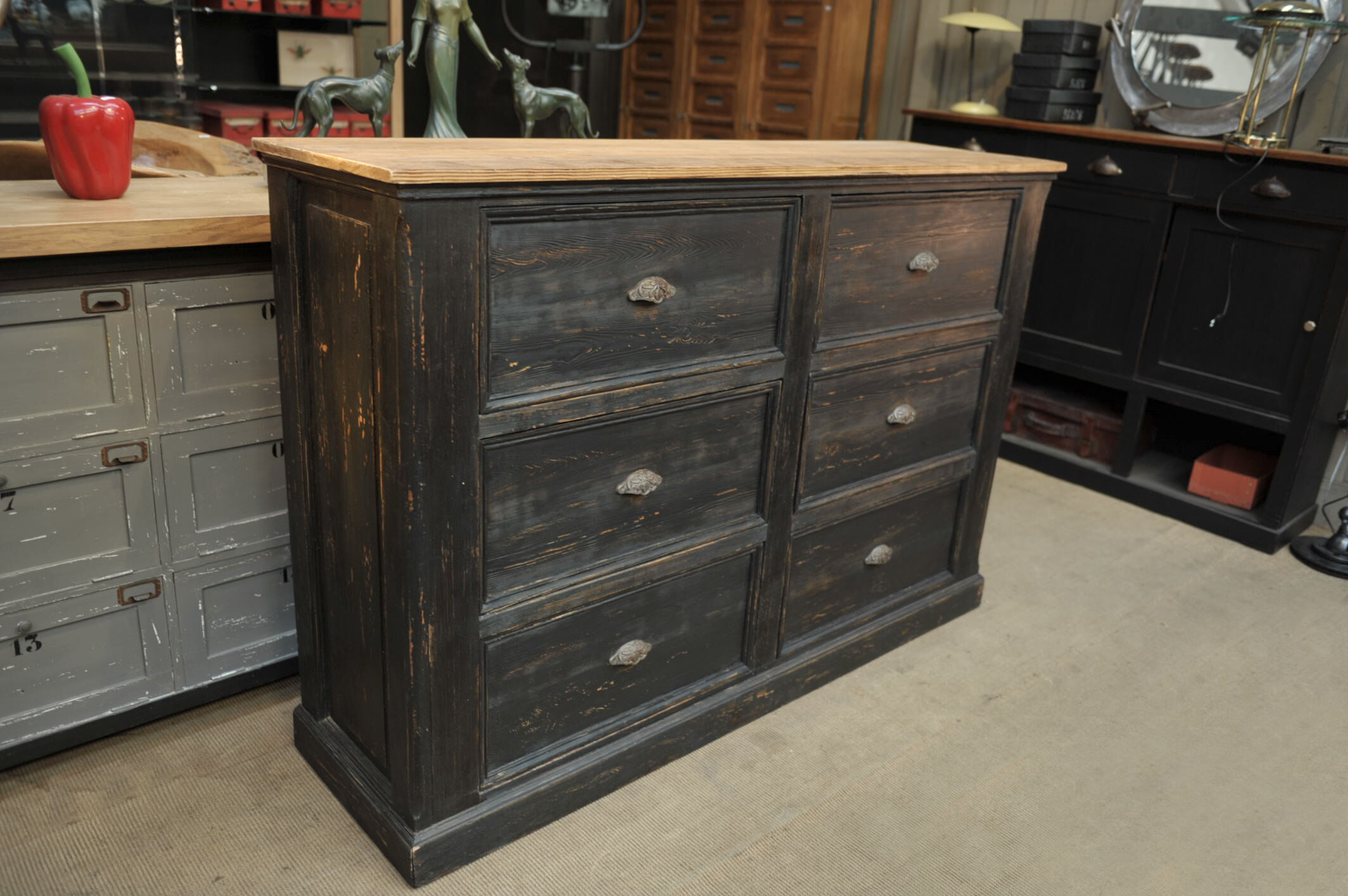 Old furniture with drawers 1950 in fir