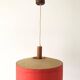 Red fabric ceiling light with textured plexiglass shade by Temde, 1960s, Germany.