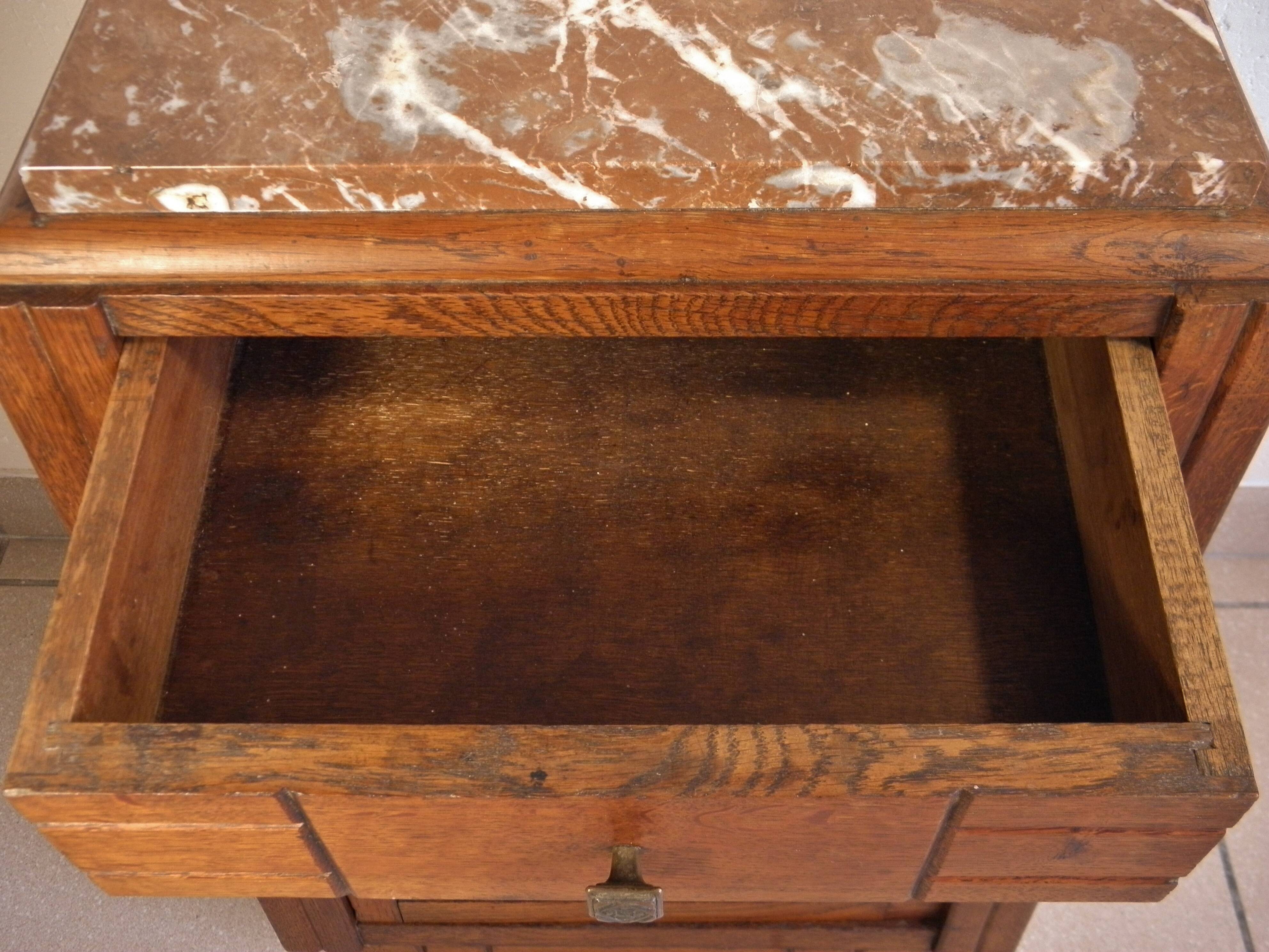 Art Deco bedside table in wood and marble