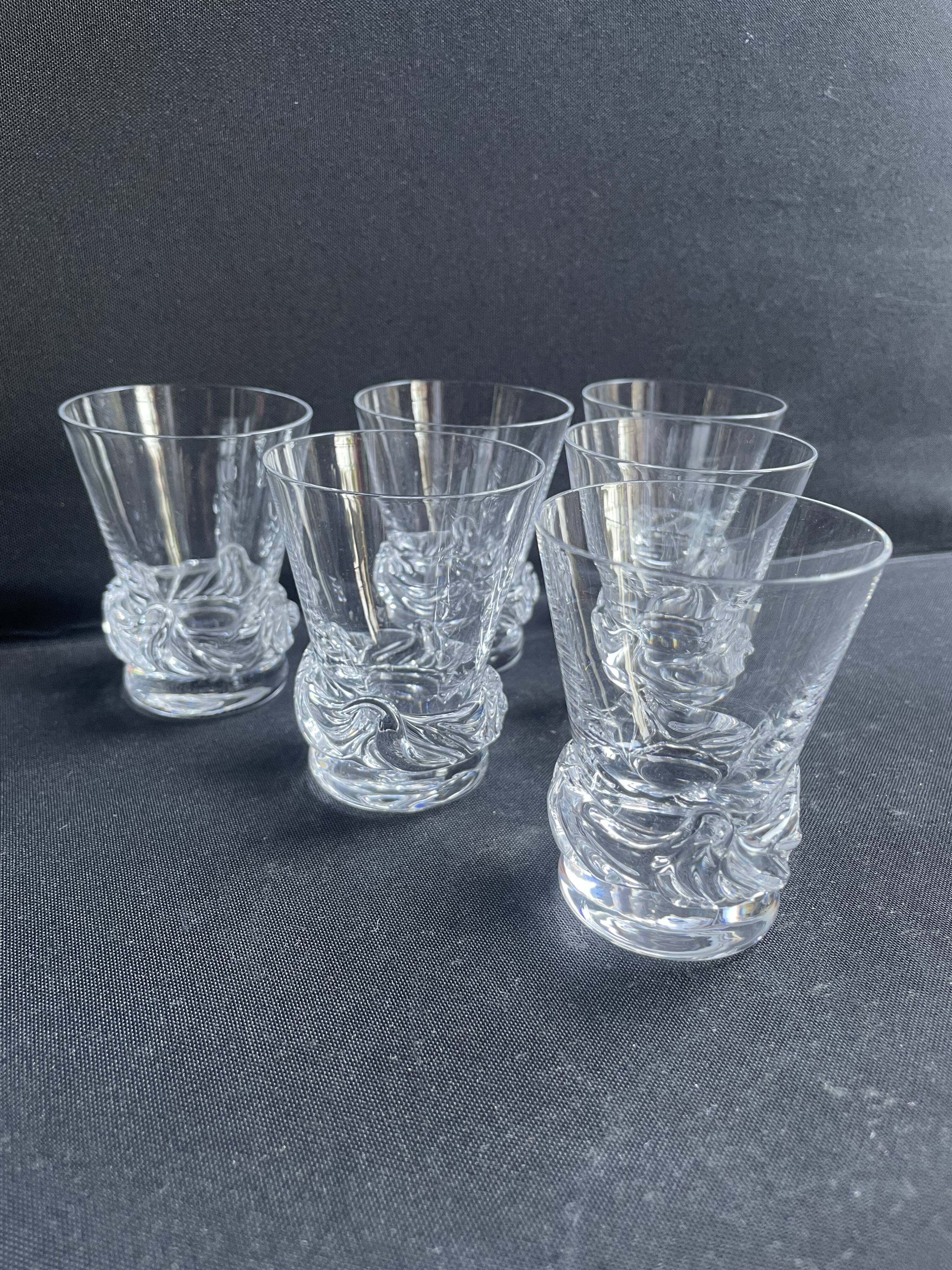 6 Daum Sorcy signed wine glasses