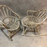 Pair of rattan rocking chairs