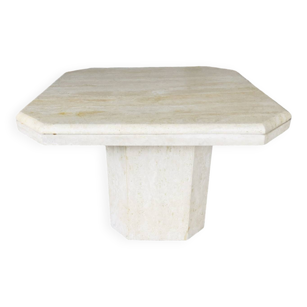 Table basse en travertin octogonale, vintage circa 70/80