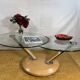 Vintage Tokyo Twist Swivel Coffee Table – Extendable Glass Top Stylish