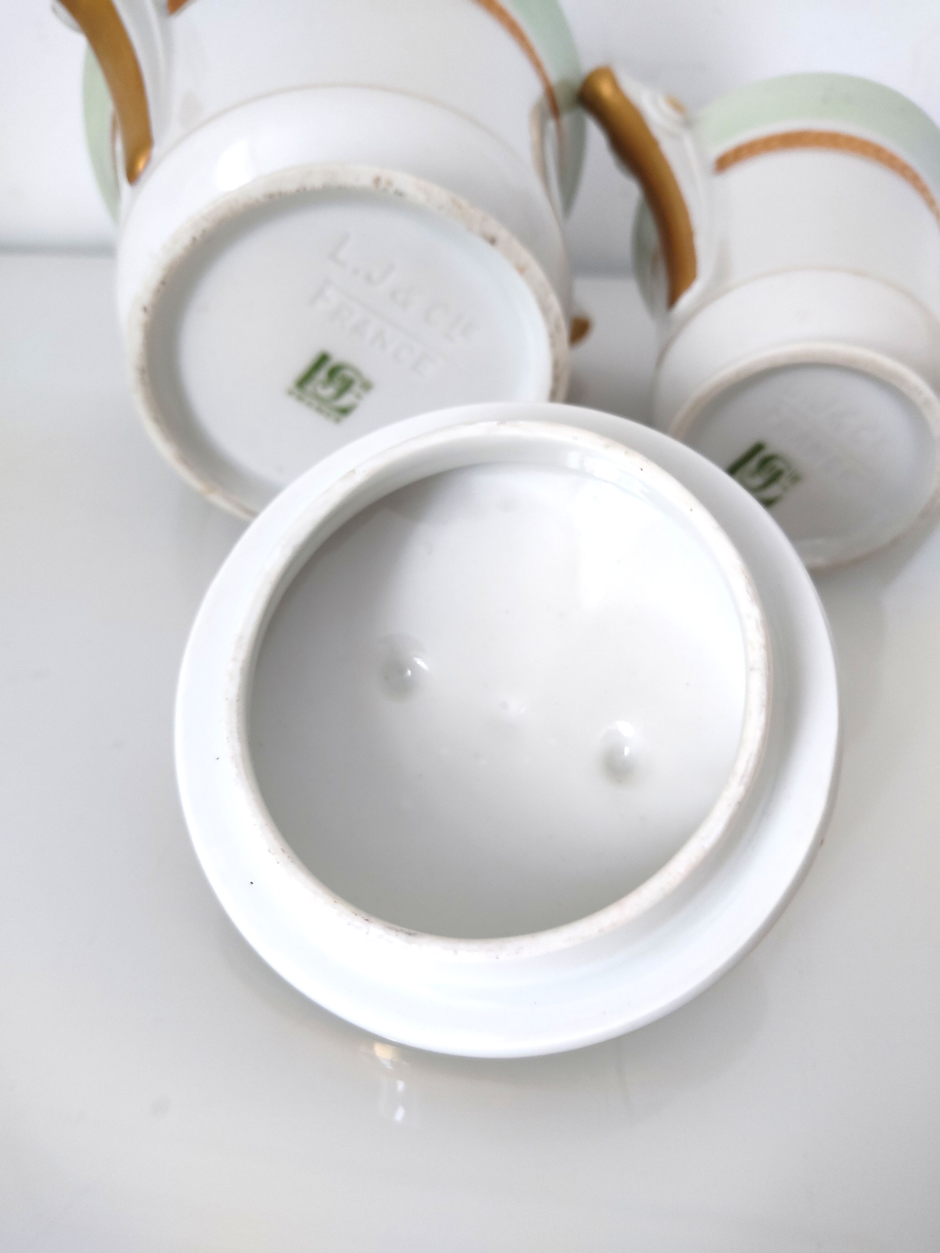 Coffee maker, milk jug and sugar jar porcelain JL&Cie Limoges